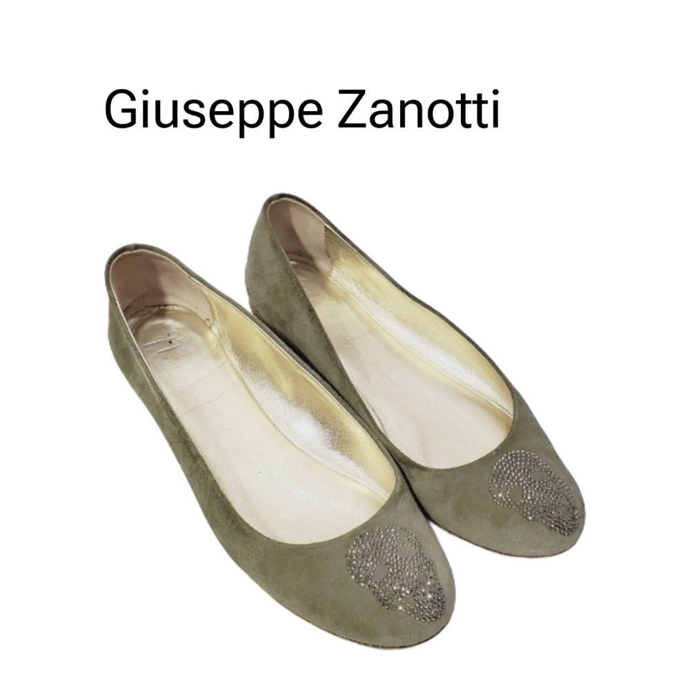 Giuseppe Zanotti Suede Crystal  Embellished Scull ballerina Flats size 38.5